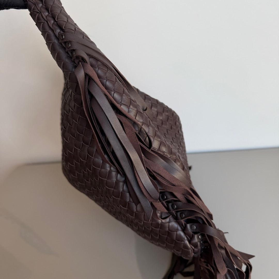 Bottega Veneta Veneta Fringed Hobo Large Black 47cm Lambskin Leather For Sale 3