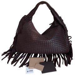 Bottega Veneta Veneta Fringed Hobo Large Black 47cm Lambskin Leather