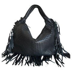 Bottega Veneta Veneta Fringed Hobo Large Black 50-53cm Lambskin Leather
