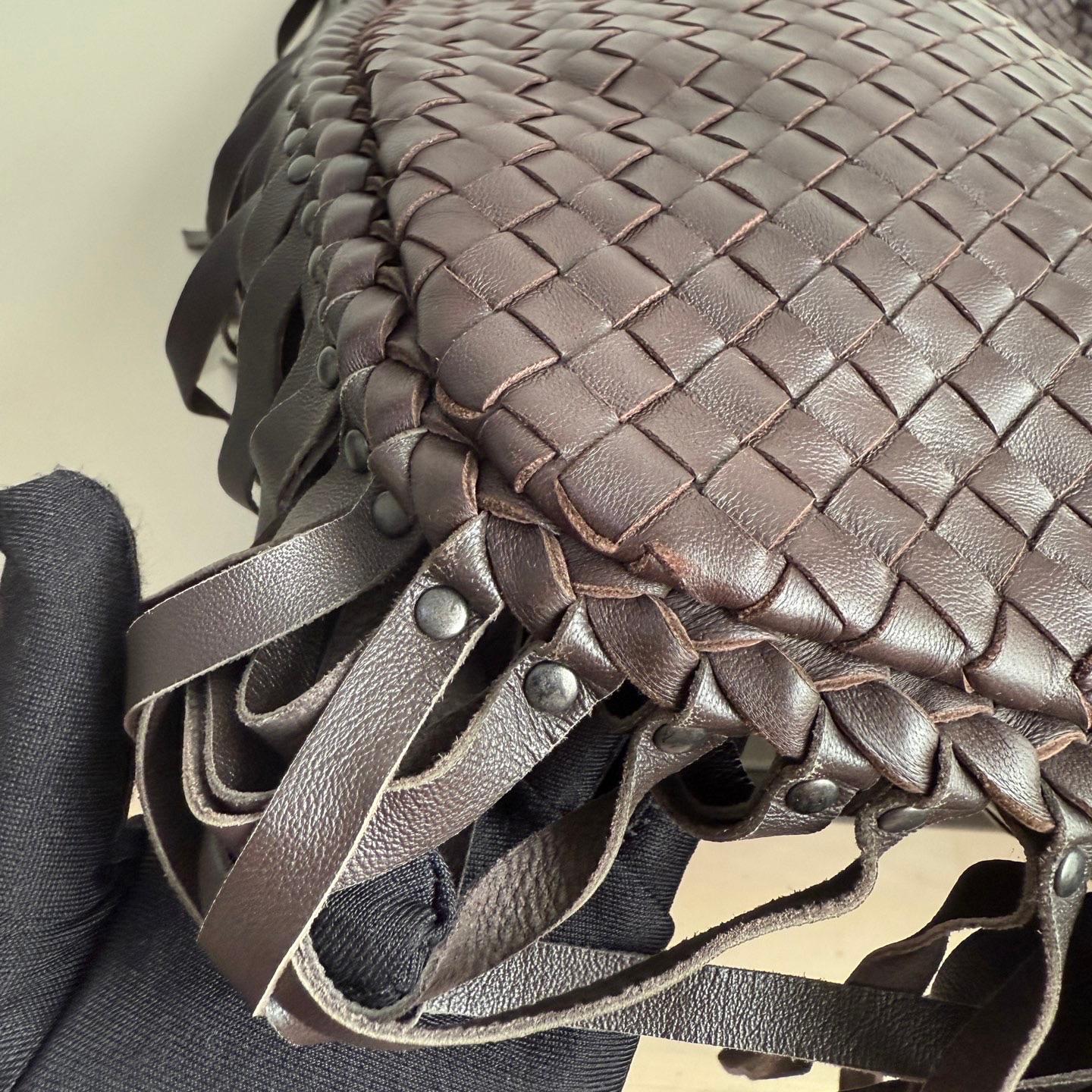 Bottega Veneta Hobo Maxi Fringué Chocolat Noir Brown 51cm Lambskin en vente 9