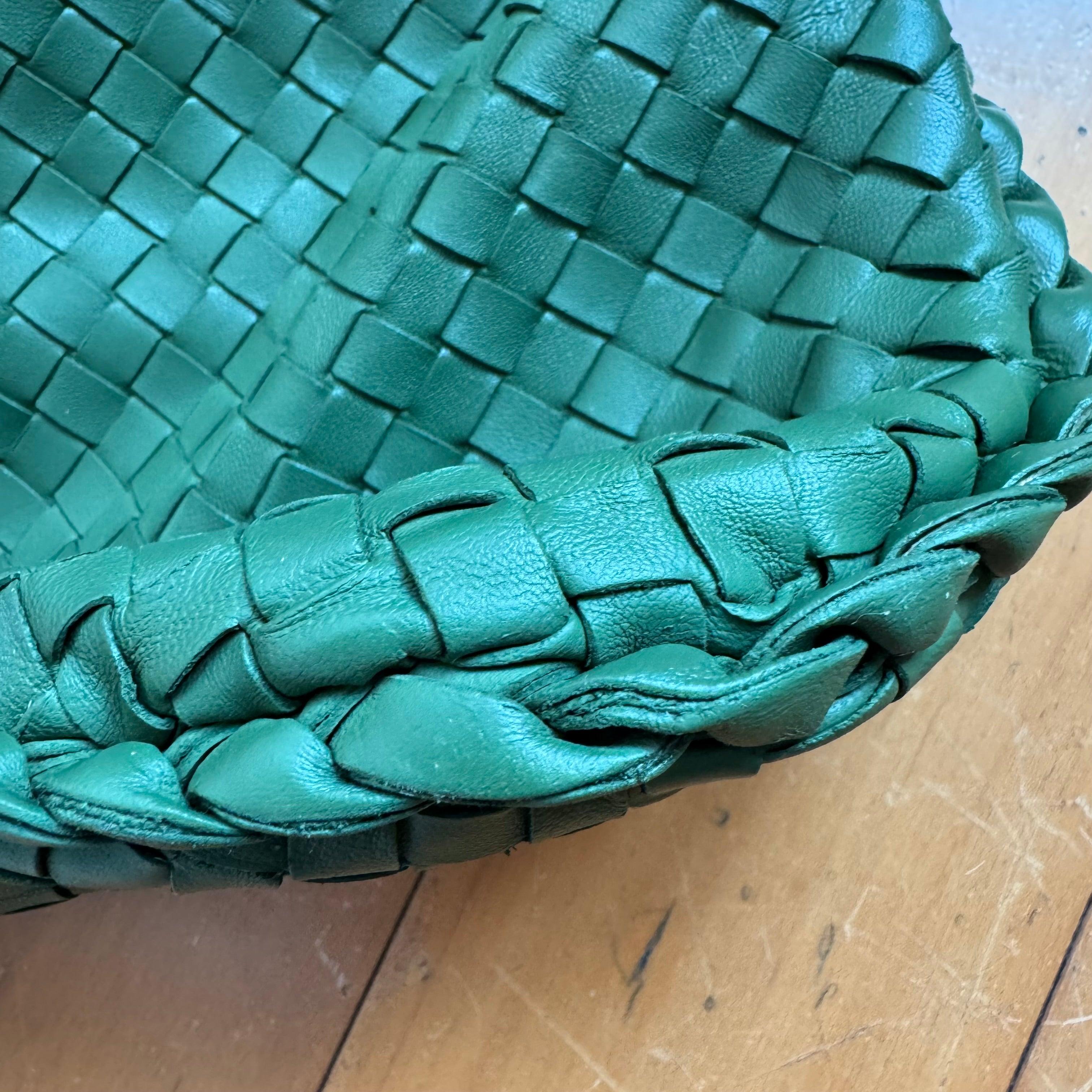 Bottega Veneta Veneta Hobo Dark Green Lambskin Leather 40cm For Sale 13