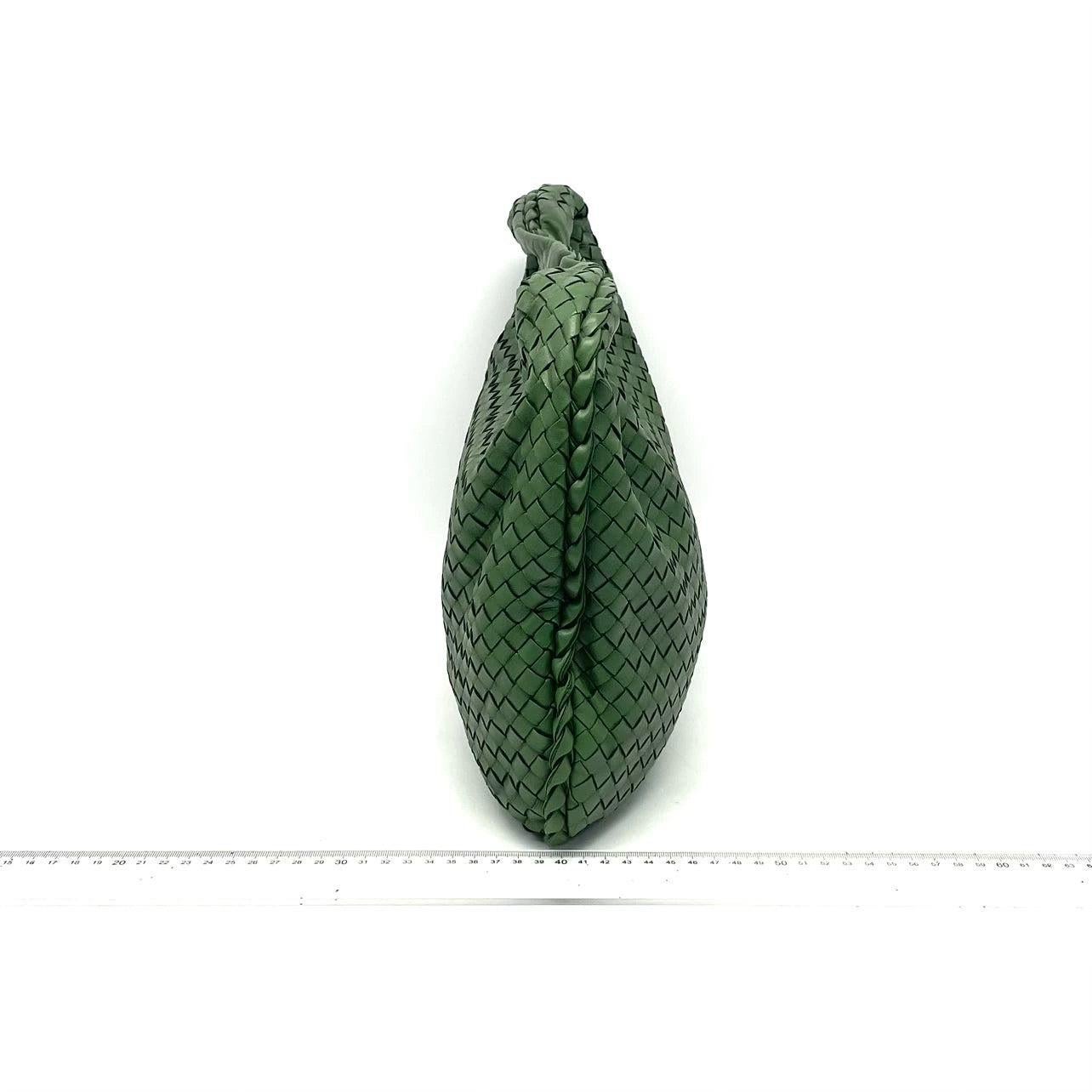 Black Bottega Veneta Veneta Hobo Dark Green Lambskin Leather 40cm For Sale
