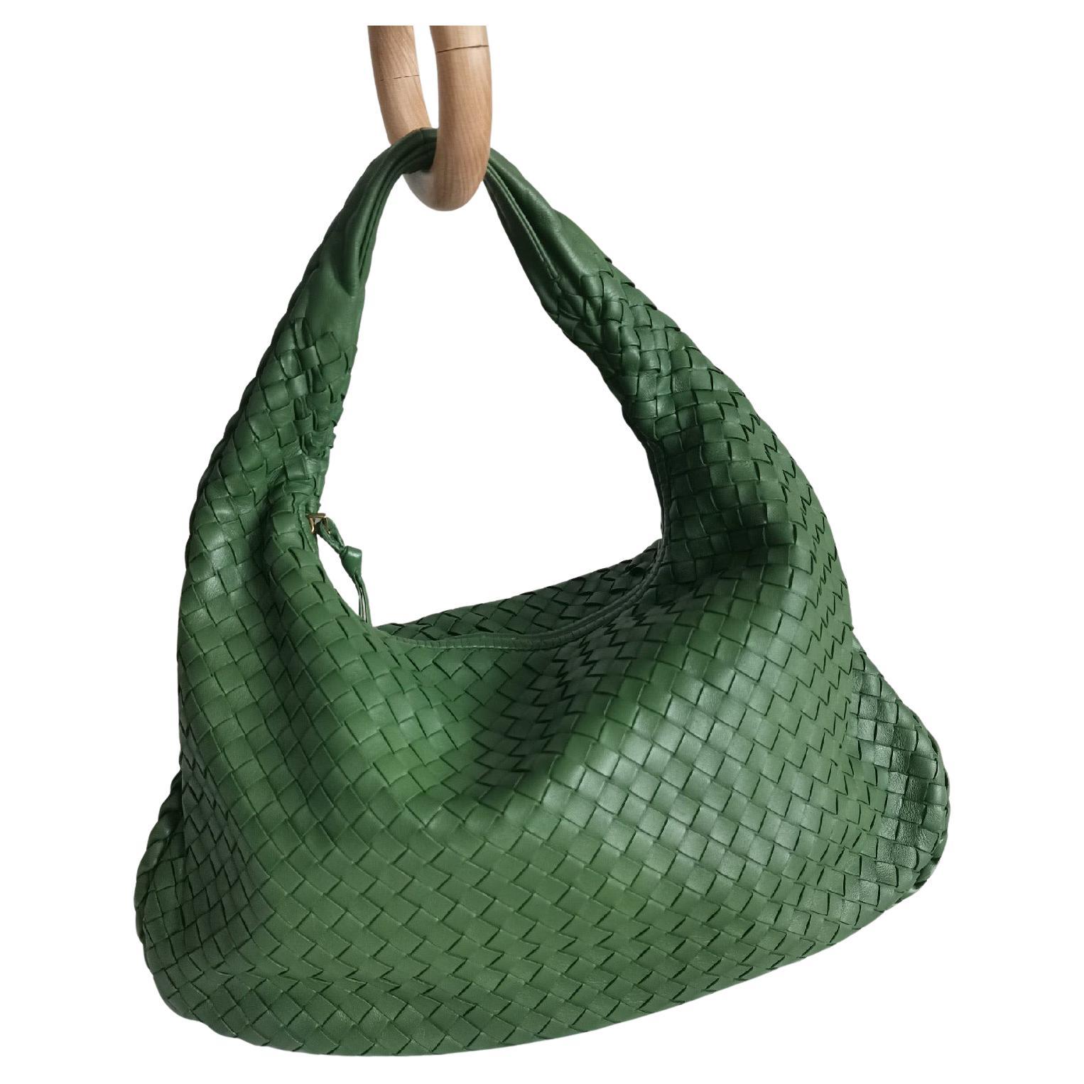 Bottega Veneta Veneta Hobo Dark Green Lambskin Leather 40cm For Sale