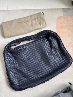Bottega Veneta Veneta Hobo Dark Navy Intreciatto Leather Bag Large 45cm