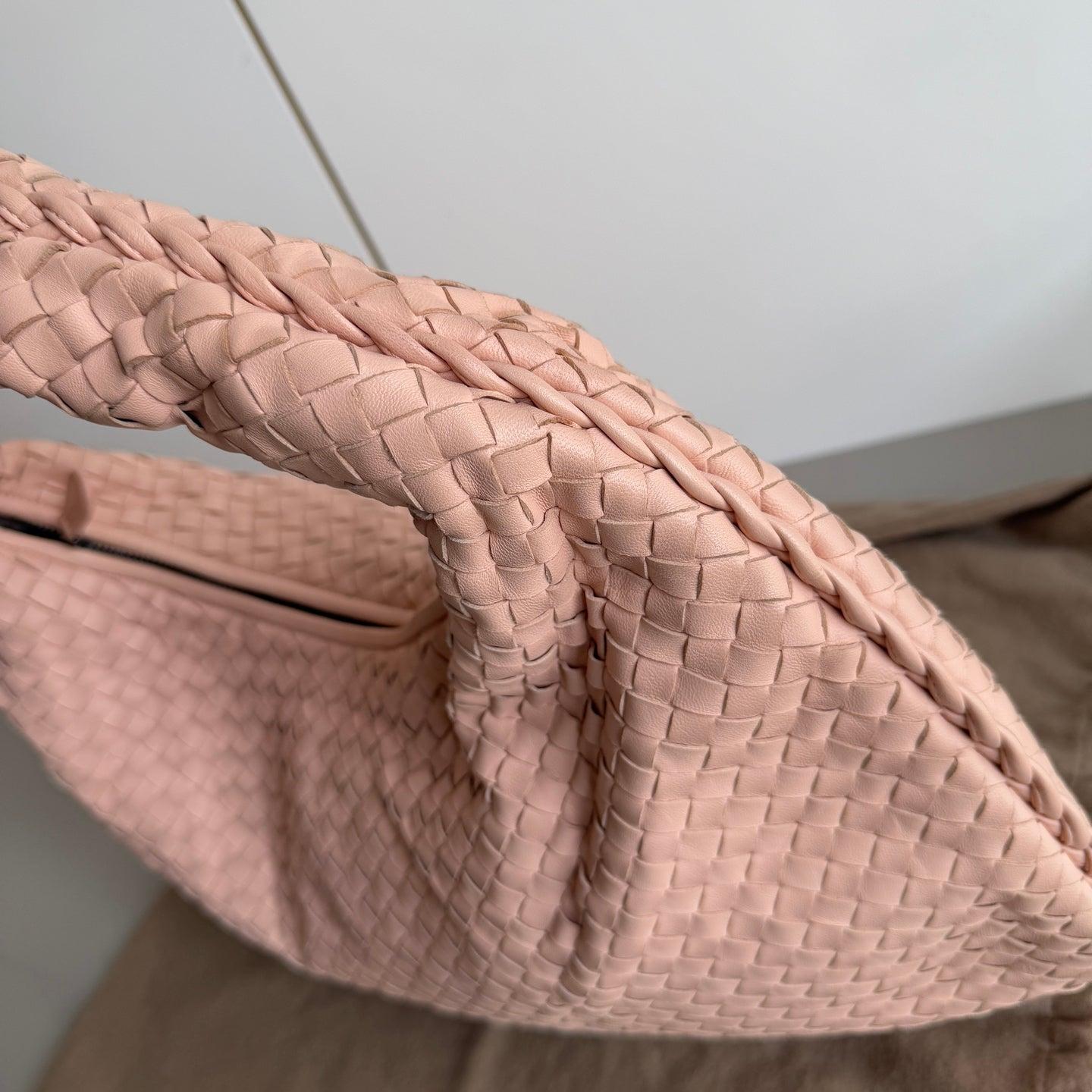 Bottega Veneta Veneta Hobo Intrecciato Almond Pink Intrecciato Leather Bag 48cm 5