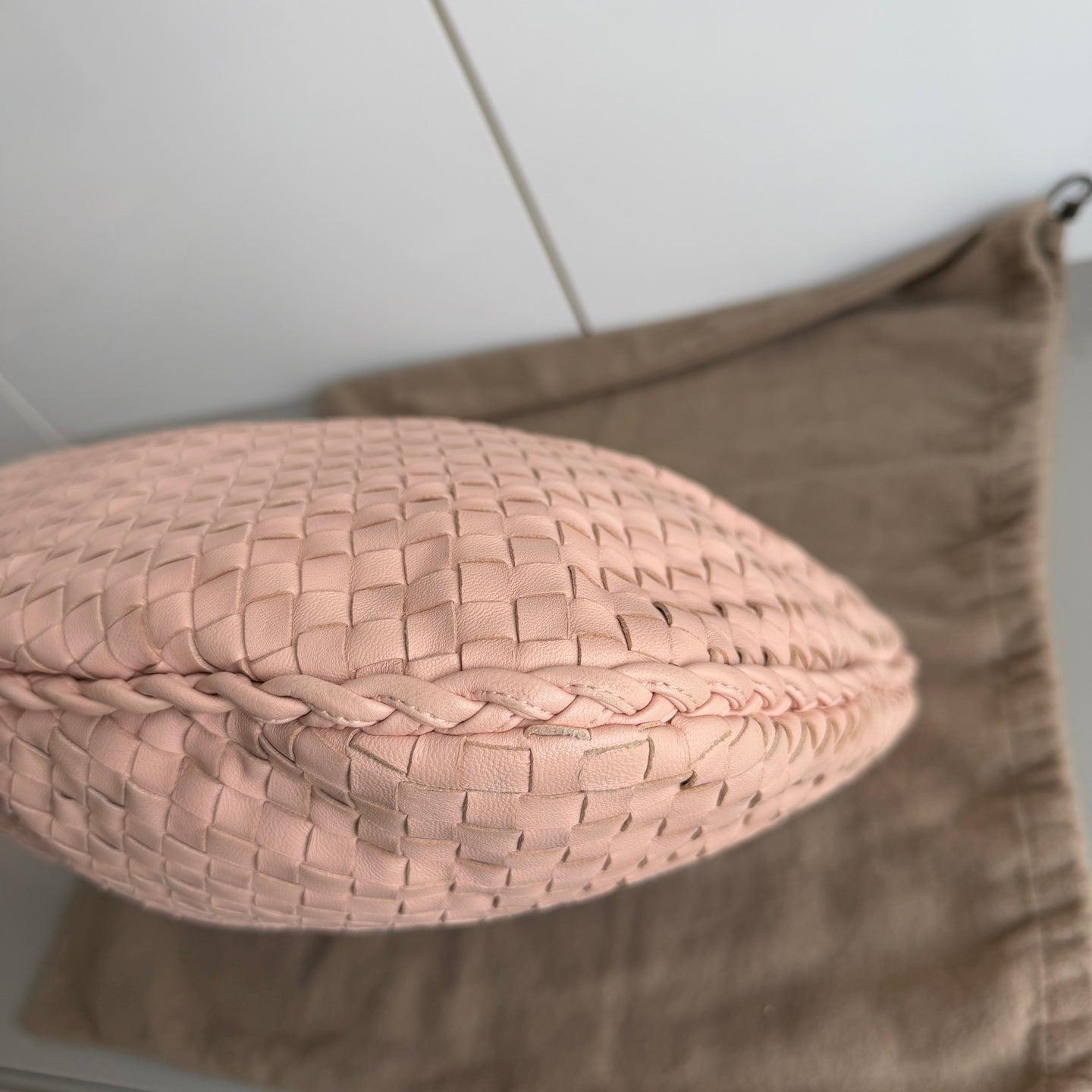 Women's Bottega Veneta Veneta Hobo Intrecciato Almond Pink Intrecciato Leather Bag 48cm