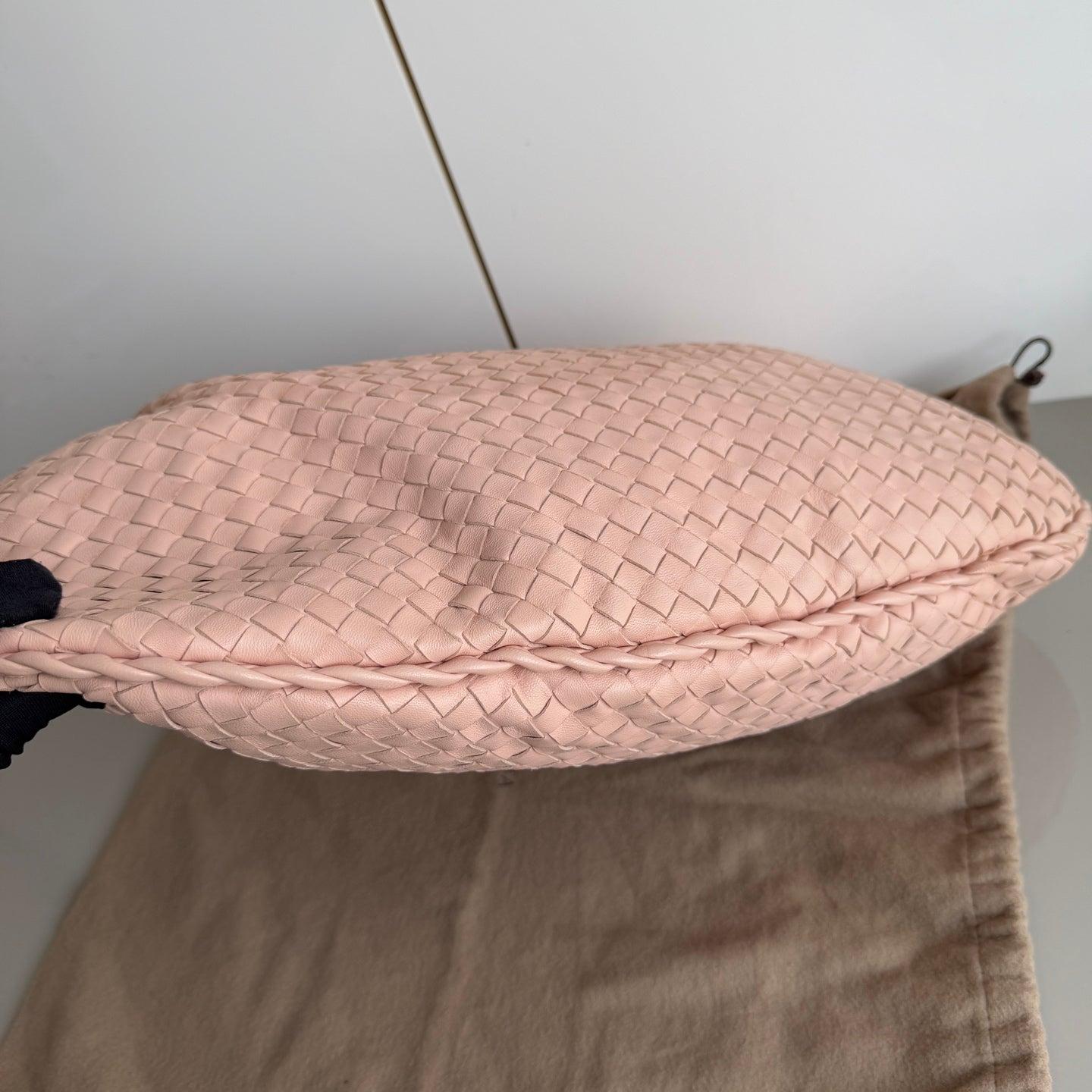 Bottega Veneta Veneta Hobo Intrecciato Almond Pink Intrecciato Leather Bag 48cm 1