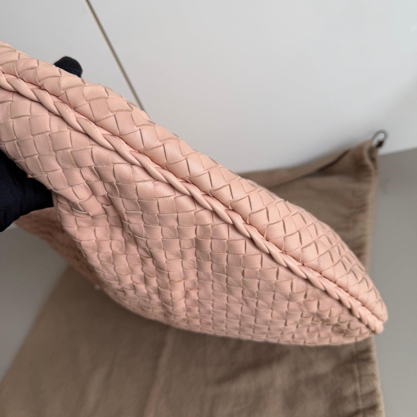 Bottega Veneta Veneta Hobo Intrecciato Almond Pink Intrecciato Leather Bag 48cm 3