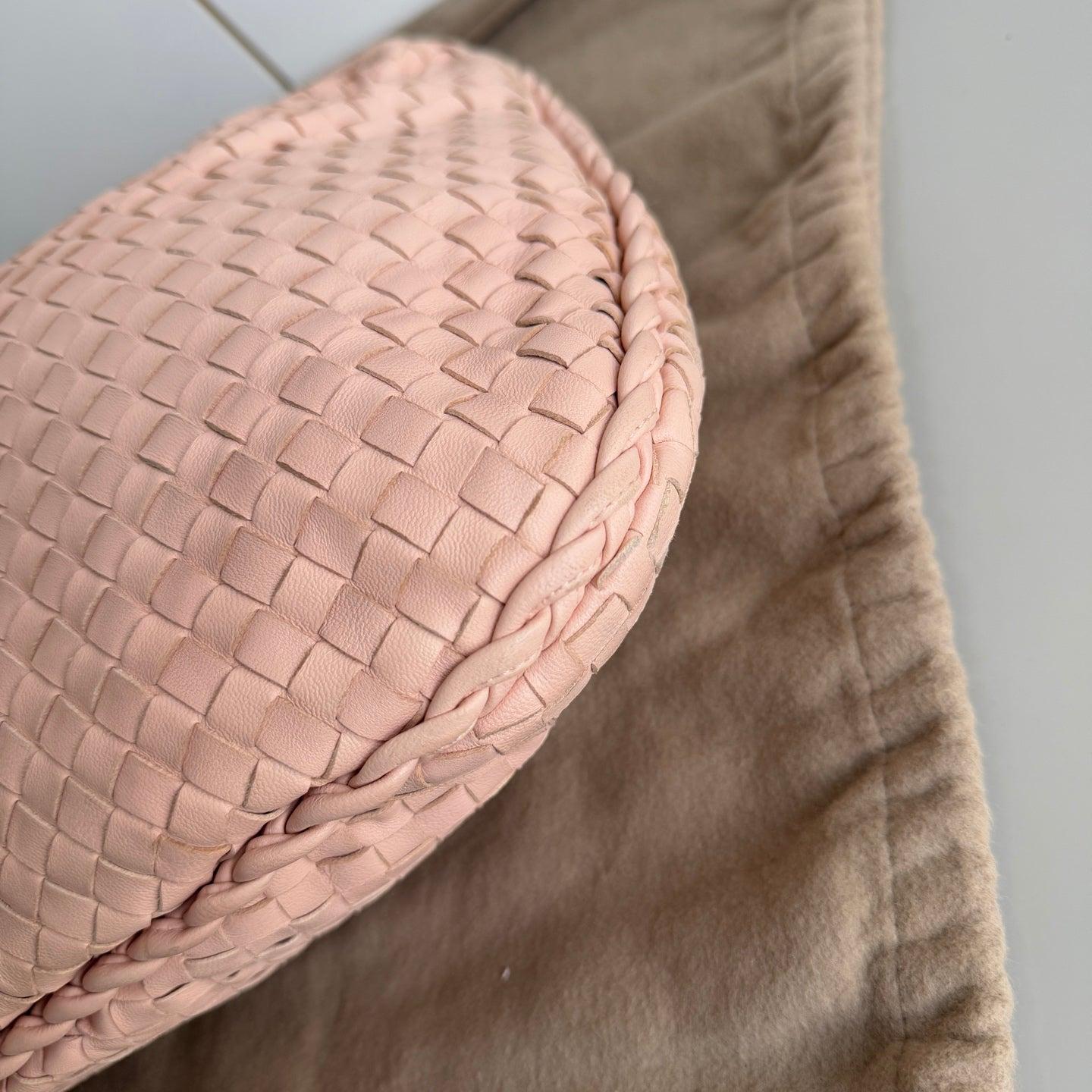 Bottega Veneta Veneta Hobo Intrecciato Almond Pink Intrecciato Leather Bag 48cm 4