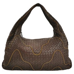 Bottega Veneta Veneta Hobo Intrecciato Dunkelbraun Leder Zipper Kette Verzierung