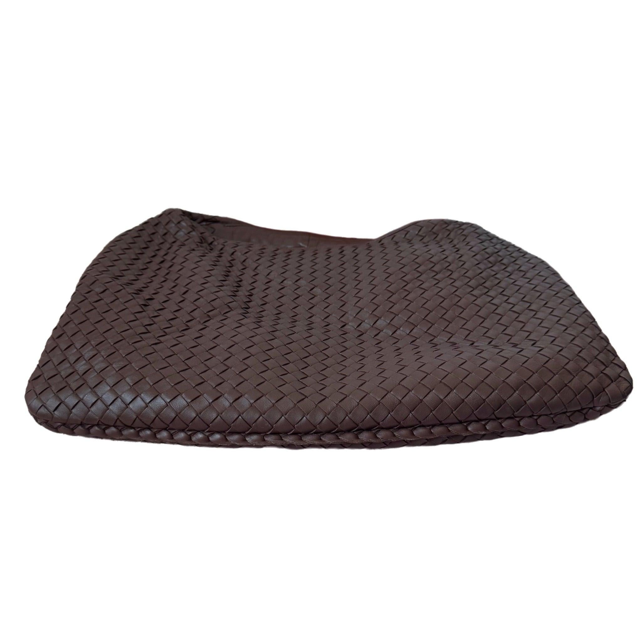 Black Bottega Veneta Veneta Hobo Intrecciato Purple Brown 45cm Lambskin Leather For Sale