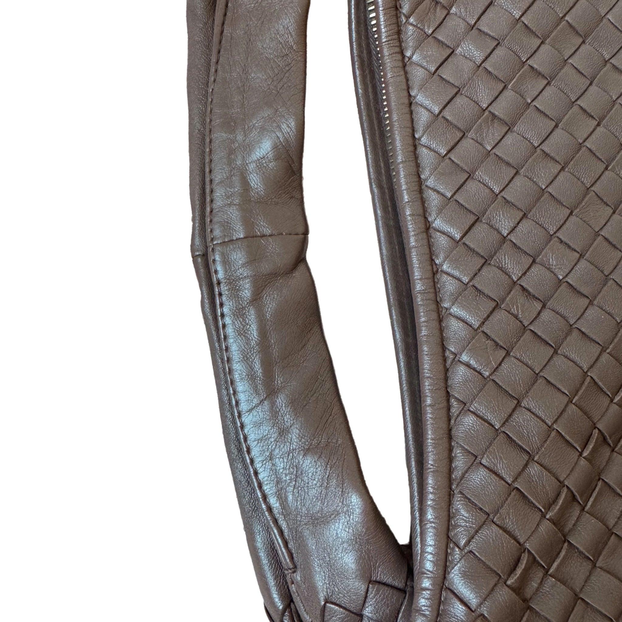 Bottega Veneta Veneta Hobo Intrecciato Purple Brown 45cm Lambskin Leather For Sale 2