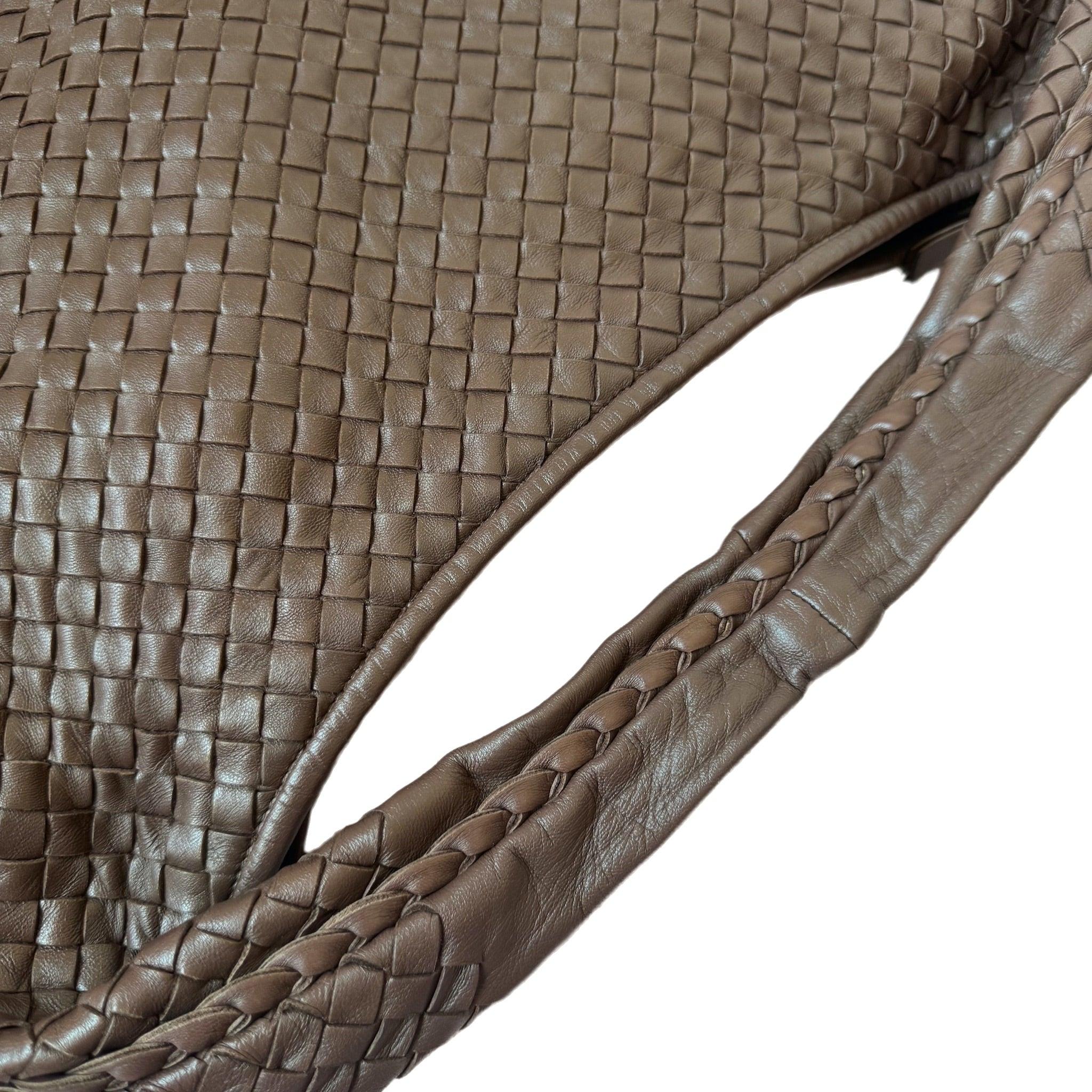 Bottega Veneta Veneta Hobo Intrecciato Purple Brown 45cm Lambskin Leather For Sale 4