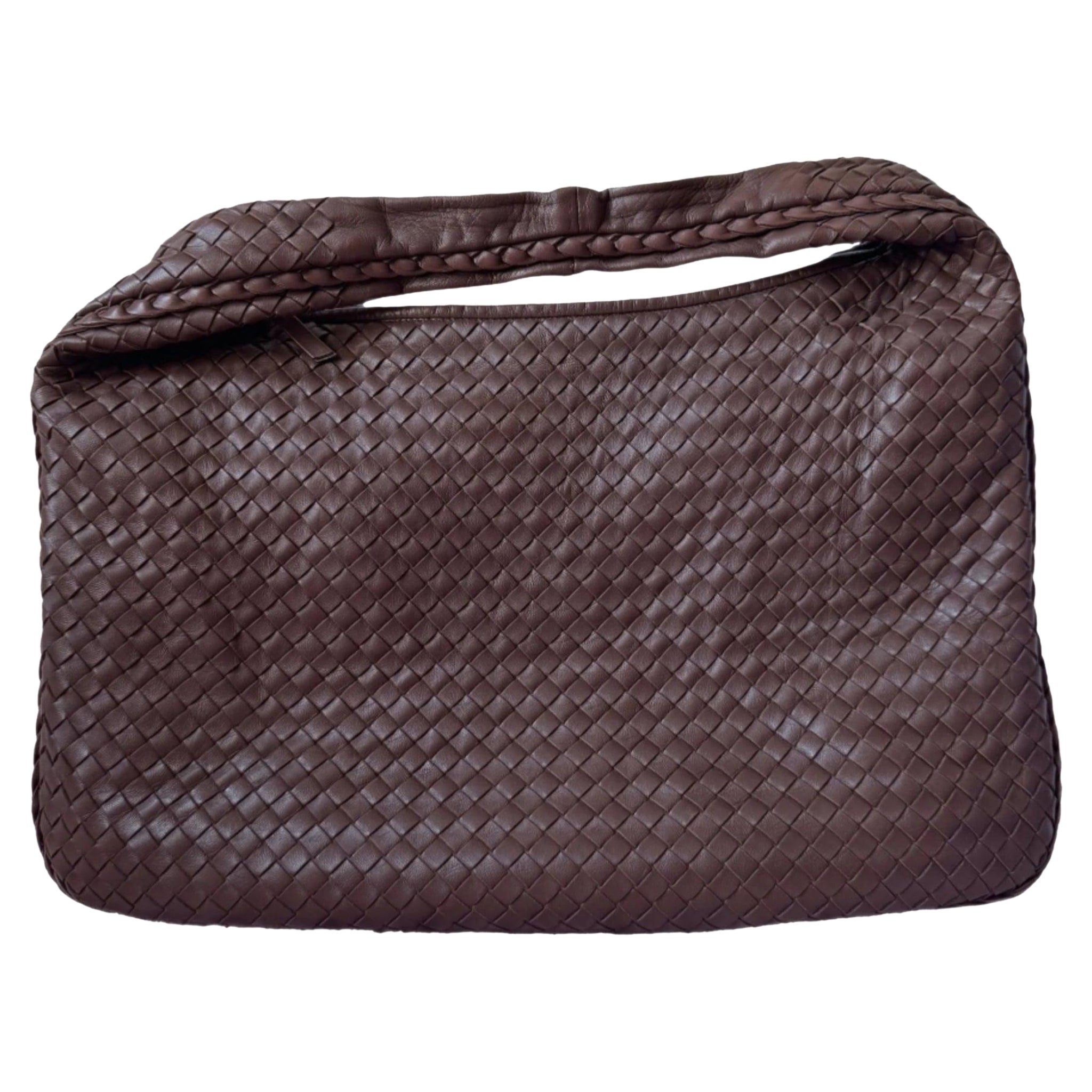 Bottega Veneta Hobo Intrecciato Viola Marrone 45cm Pelle d'Agnello