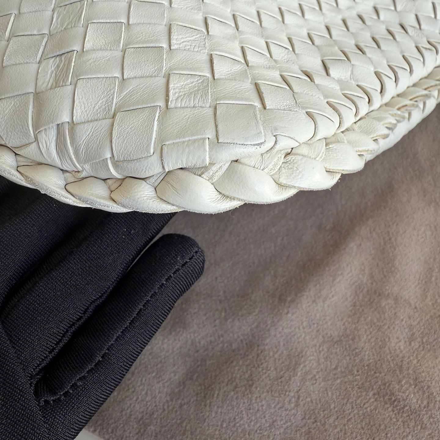 Bottega Veneta Veneta Hobo Intrecciato White Nappa Leather Medium 40cm 4