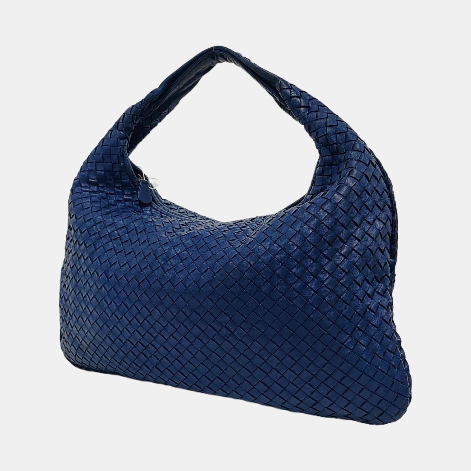 Black Bottega Veneta Veneta Hobo Large Navy Intrecciato Leather Bag 48cm