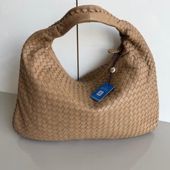 Bottega Veneta Veneta Hobo Light Beige Brown Intrecciato Leather Bag 47cm