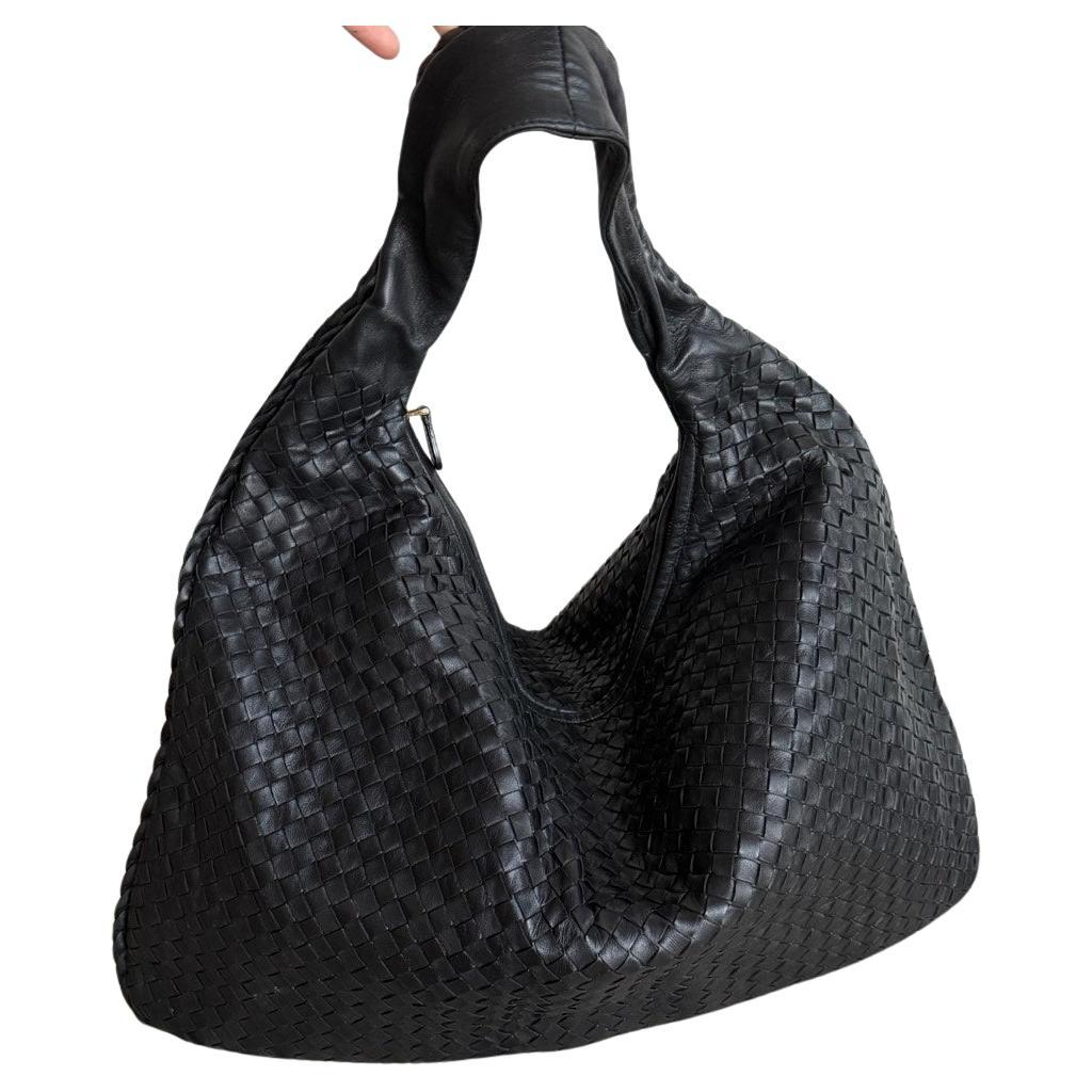 Bottega Veneta Veneta Hobo Maxi Black Leather 51cm For Sale