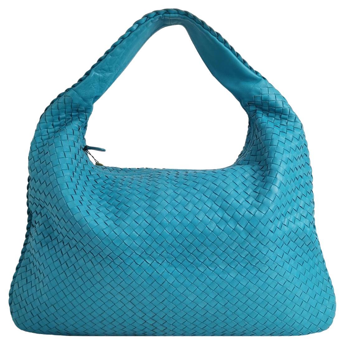 Bottega Veneta Hobo Maxi Bleu Intrecciato Cuir 52 cm