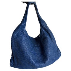 Bottega Veneta Veneta Hobo Maxi Piel Intrecciato Azul Marino Oscuro 52cm