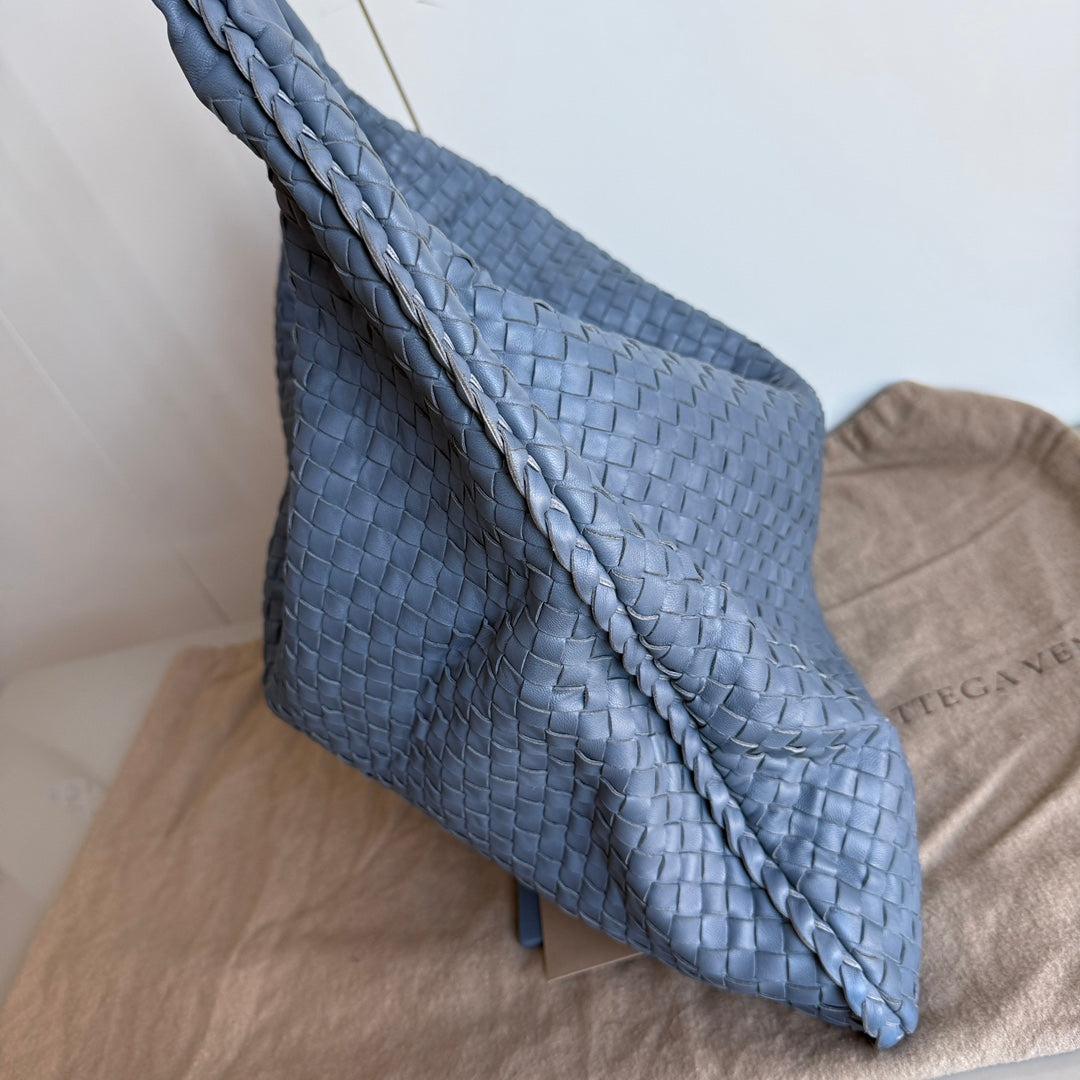 Gray Bottega Veneta Veneta Hobo Maxi Misty Navy Intrecciato Leather 51cm