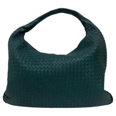 Bottega Veneta Veneta Hobo Maxi Teal Green Intrecciato Leather Bag 54cm