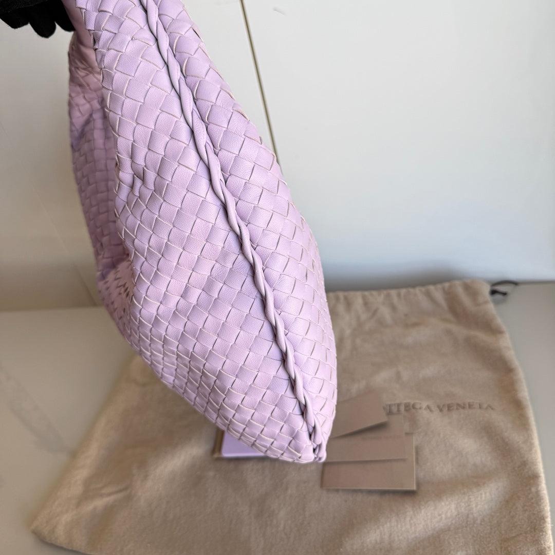 Women's Bottega Veneta Veneta Hobo Medium Baby Lilac Purple Intrecciato Leather Bag 41cm