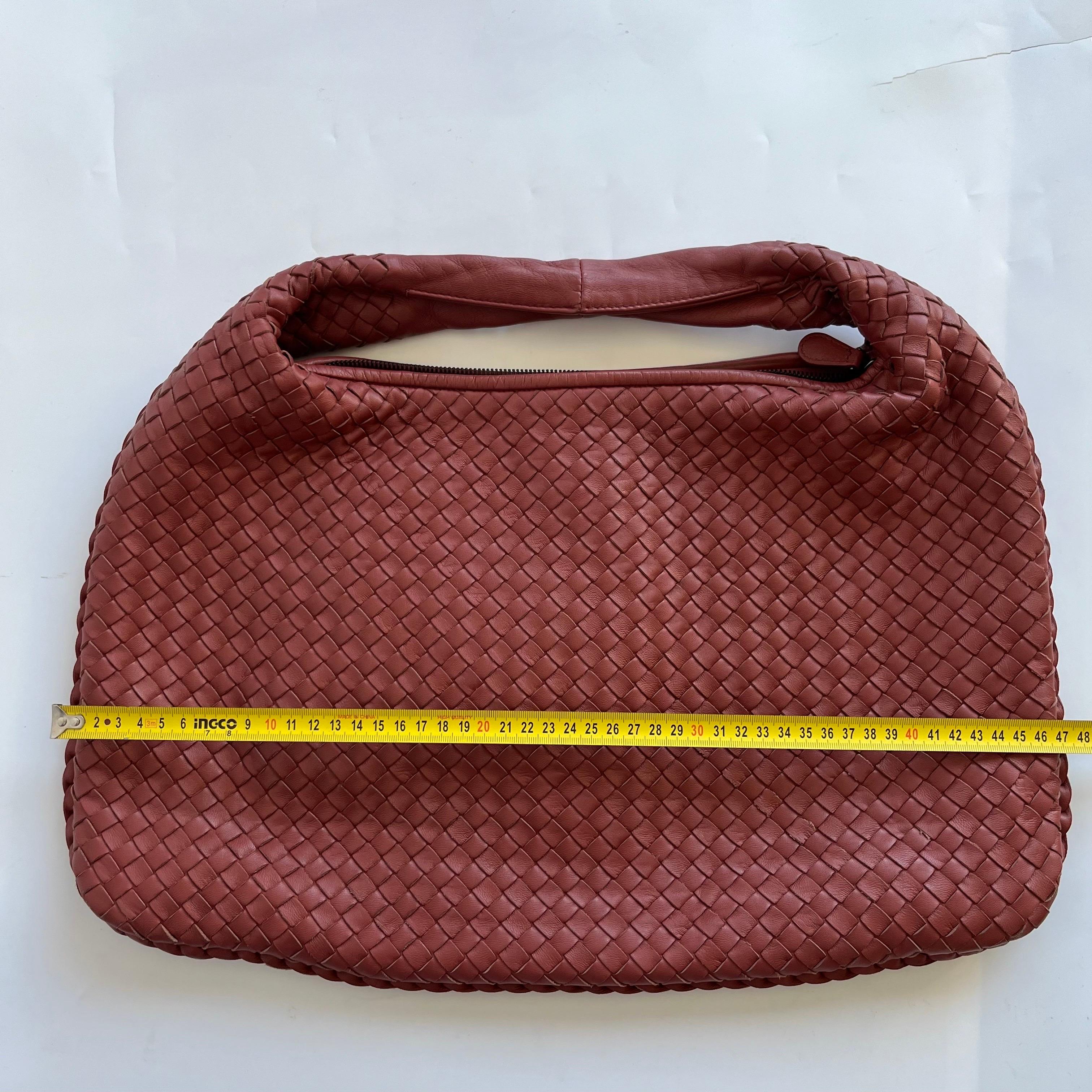 Donna Bottega Veneta Hobo Medio Rosso Mattone Intrecciato in pelle 47cm in vendita