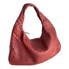Bottega Veneta Veneta Hobo Medium Brick Red Intrecciato Leather Bag 47cm