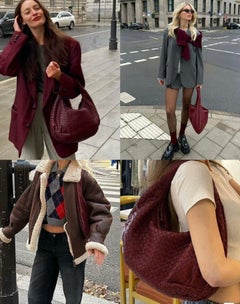 Bottega Veneta Veneta Hobo Medium Burgundy 50cm Lambskin Leather