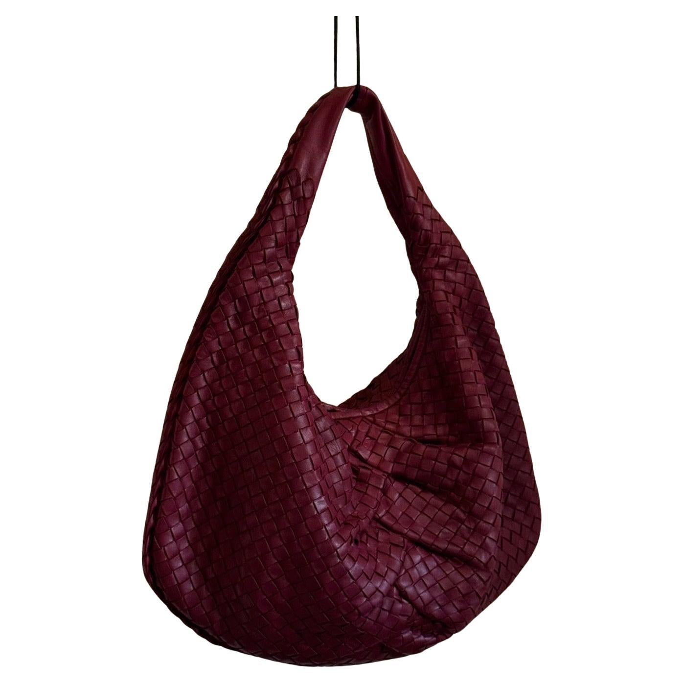 Bottega Veneta Veneta Hobo Medium Burgundy 50cm Lambskin Leather