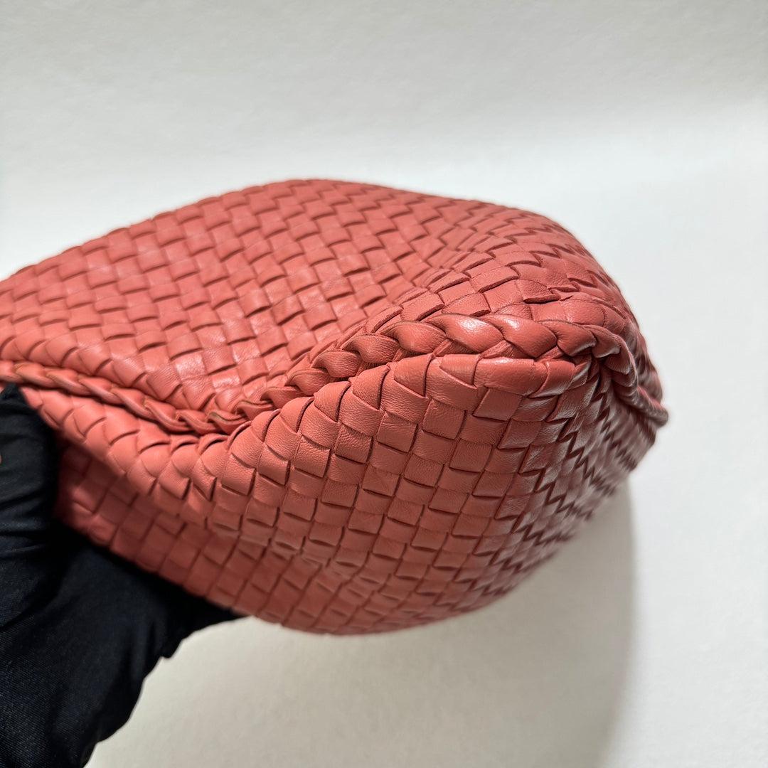 Pink Bottega Veneta Veneta Hobo Medium Coral Intrecciato Leather Bag 47cm
