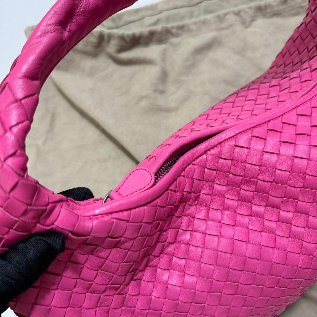 Bottega Veneta Veneta Hobo Medium Fuchsia Pink Intrecciato Leather Bag 47cm 6