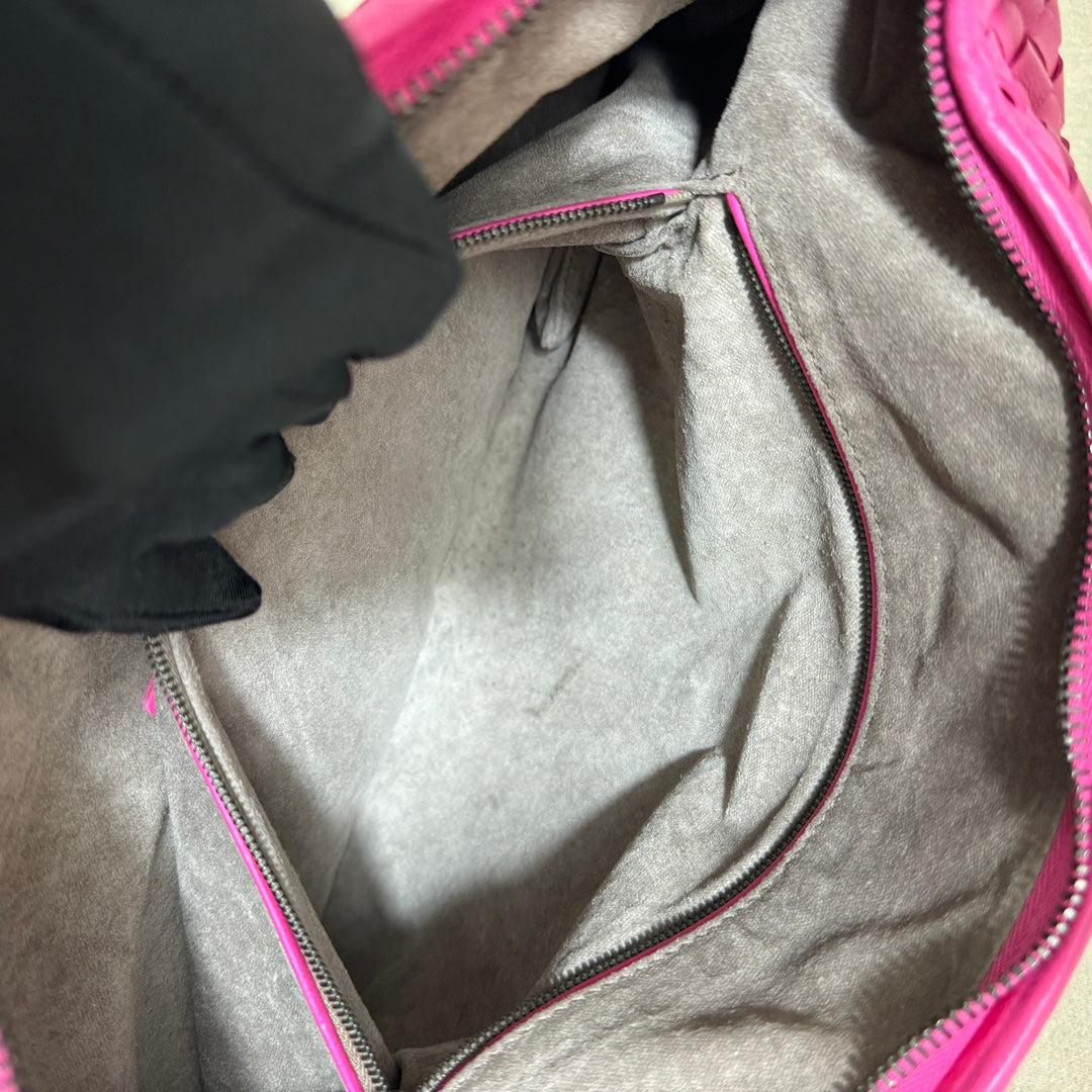 Bottega Veneta Veneta Hobo Medium Fuchsia Pink Intrecciato Leather Bag 47cm 11