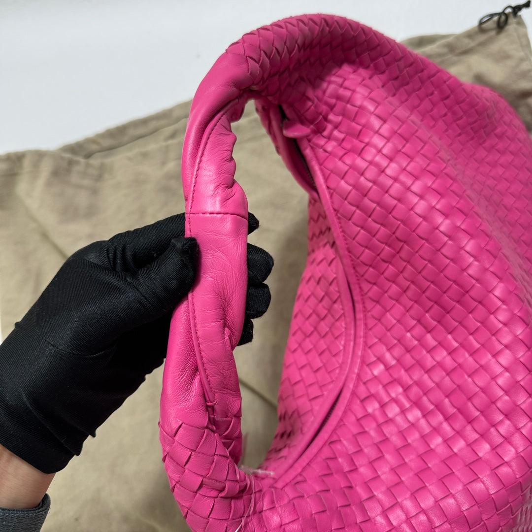 Bottega Veneta Veneta Hobo Medium Fuchsia Pink Intrecciato Leather Bag 47cm 1