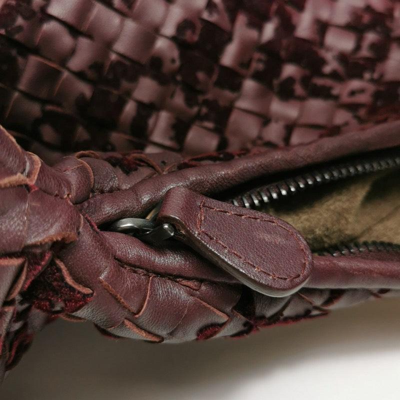 Bottega Veneta Veneta Hobo Mediano Piel y Terciopelo Borgoña Vino 40cm en venta 3