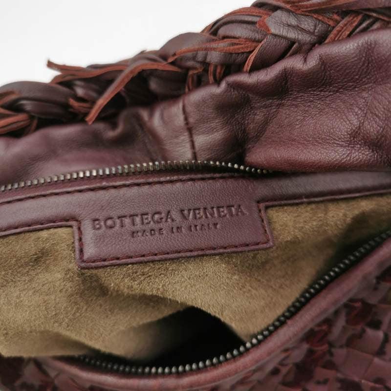 Bottega Veneta Veneta Hobo Mediano Piel y Terciopelo Borgoña Vino 40cm en venta 4
