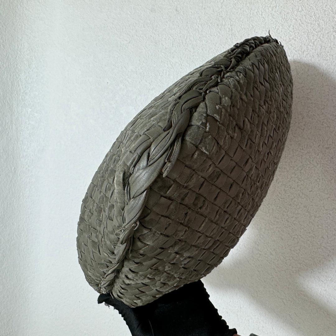 Bottega Veneta Veneta Hobo Medium Leather and Velvet Grey Green 41cm 1