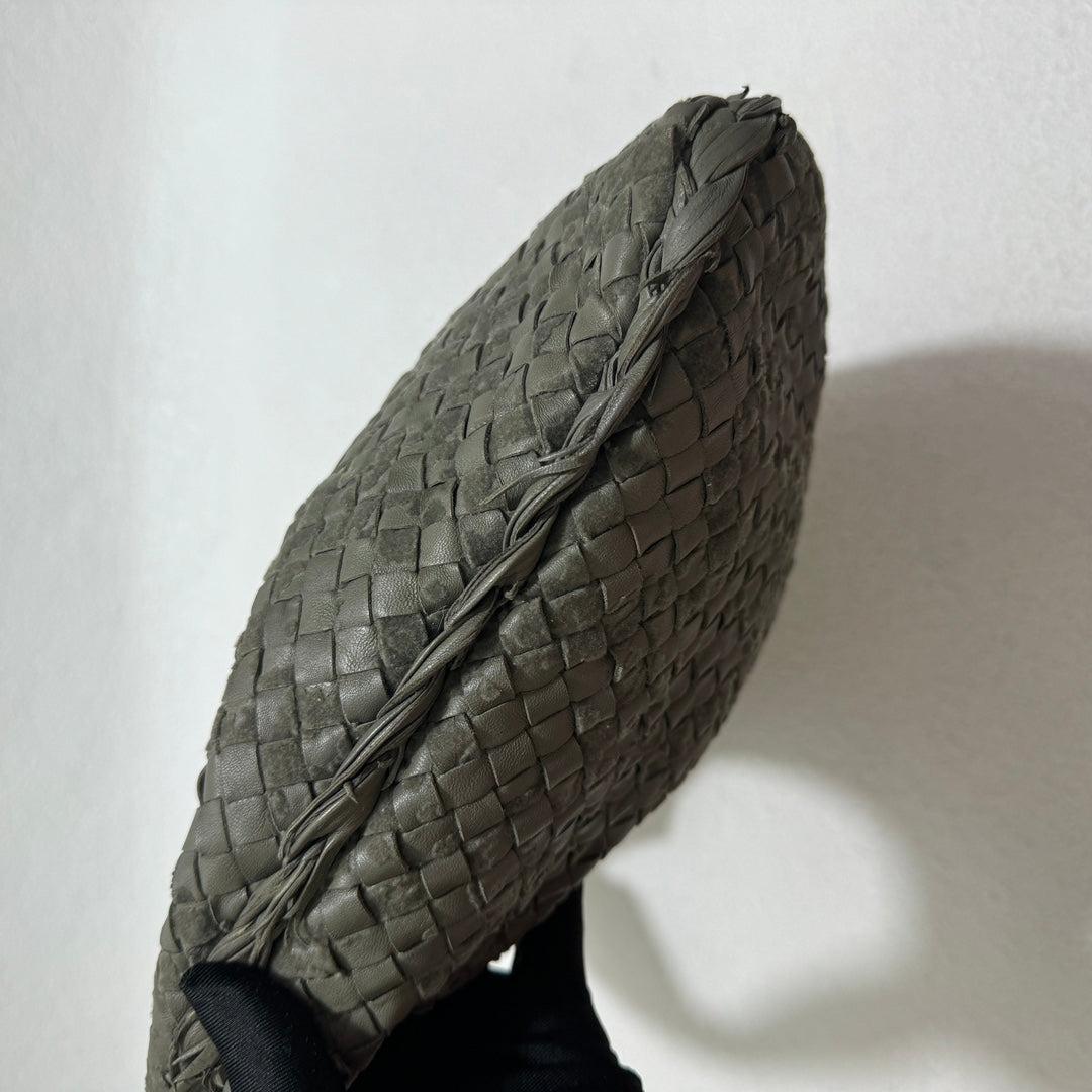 Bottega Veneta Veneta Hobo Medium Leather and Velvet Grey Green 41cm 2