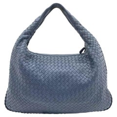 Bottega Veneta Veneta Hobo Medium Navy Intrecciato Leather Bag