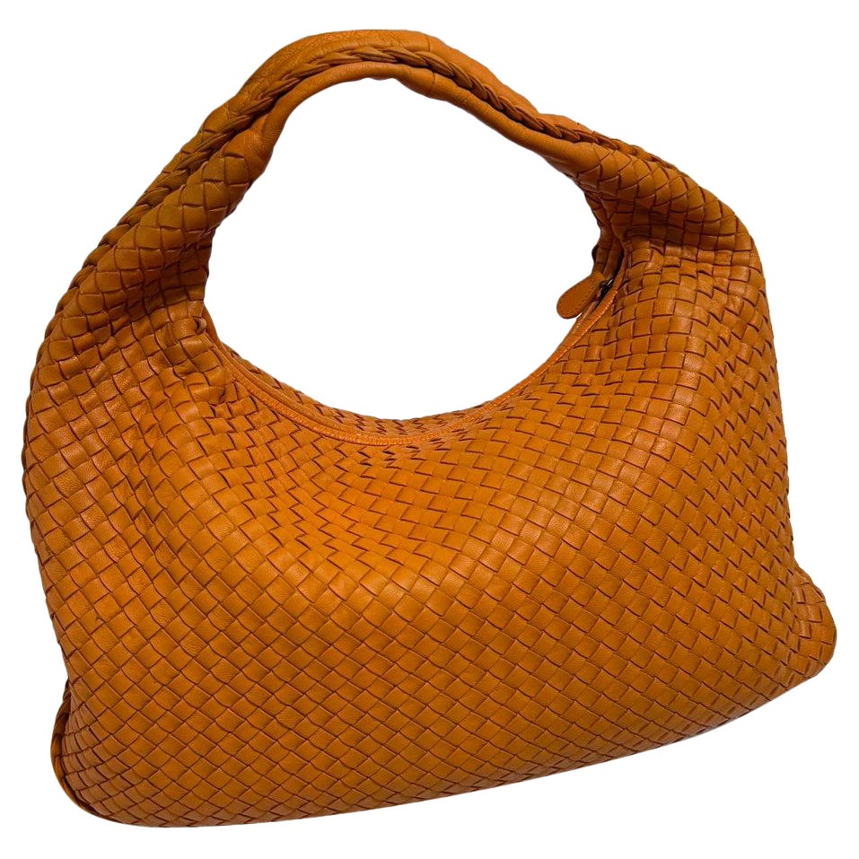 Bottega Veneta Veneta Hobo Medium Orange Intrecciato Leather Bag 47cm