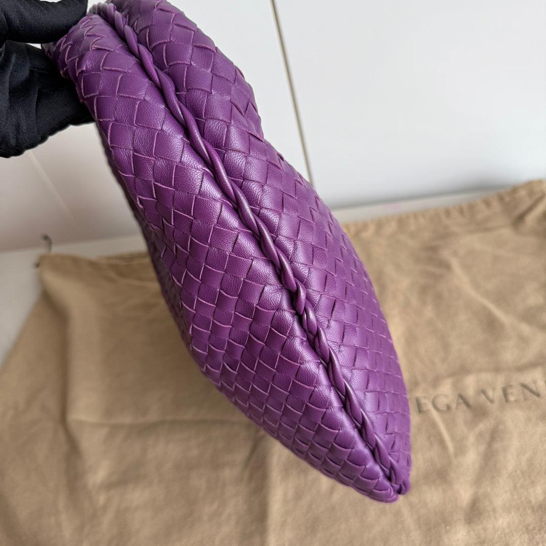 Women's Bottega Veneta Veneta Hobo Medium Purple Intrecciato Leather Bag 41cm