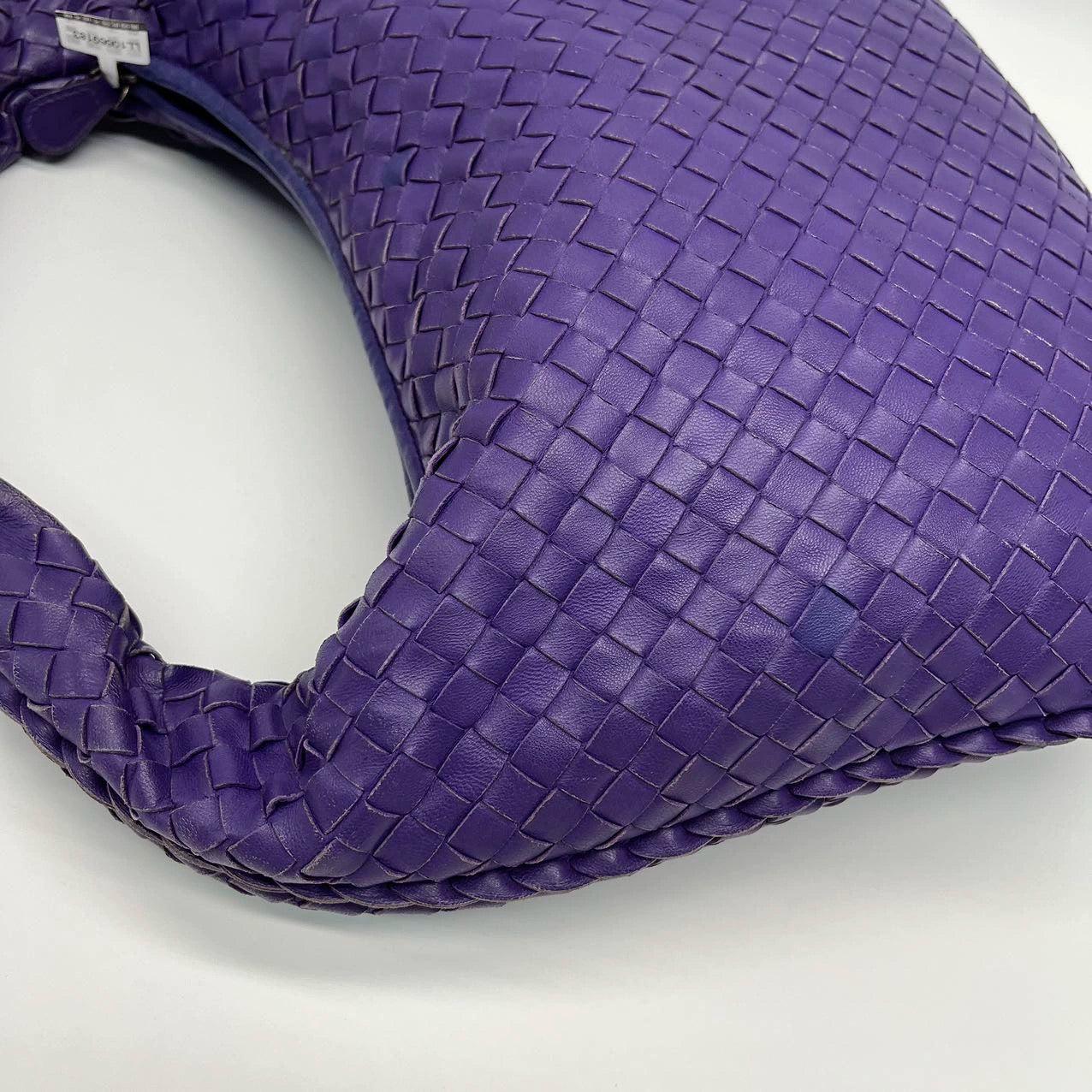 Bottega Veneta Veneta Hobo Medium Purple Intrecciato Leather Bag 9