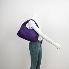 Bottega Veneta Veneta Hobo Medium Purple Intrecciato Leather Bag