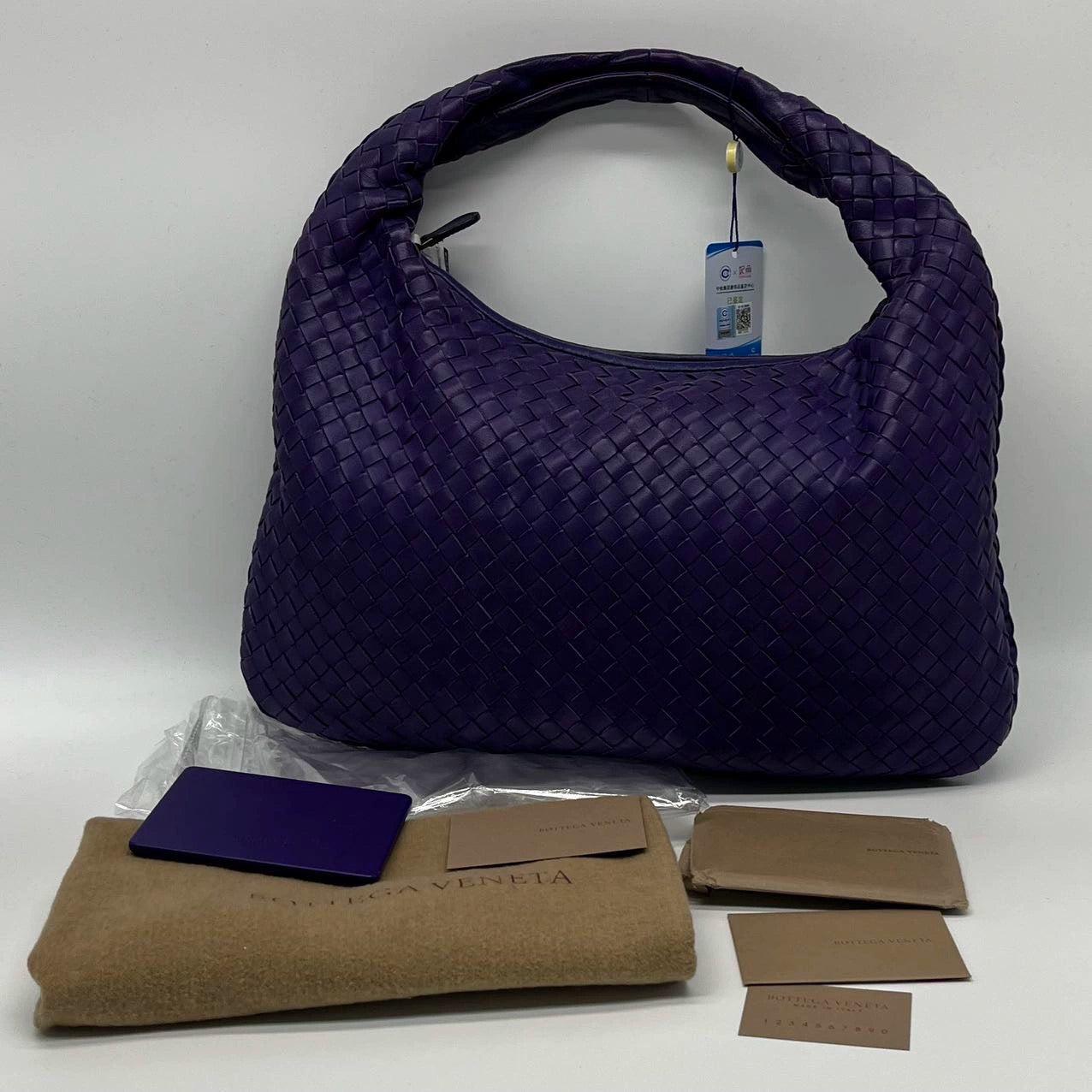 Bottega Veneta Veneta Hobo Medium Purple Intrecciato Leather Bag 3
