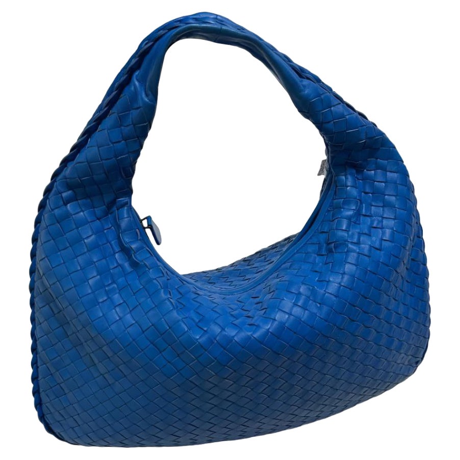 Bottega Veneta Veneta Hobo Medium Royal Blue Intrecciato Leather Bag 40cm