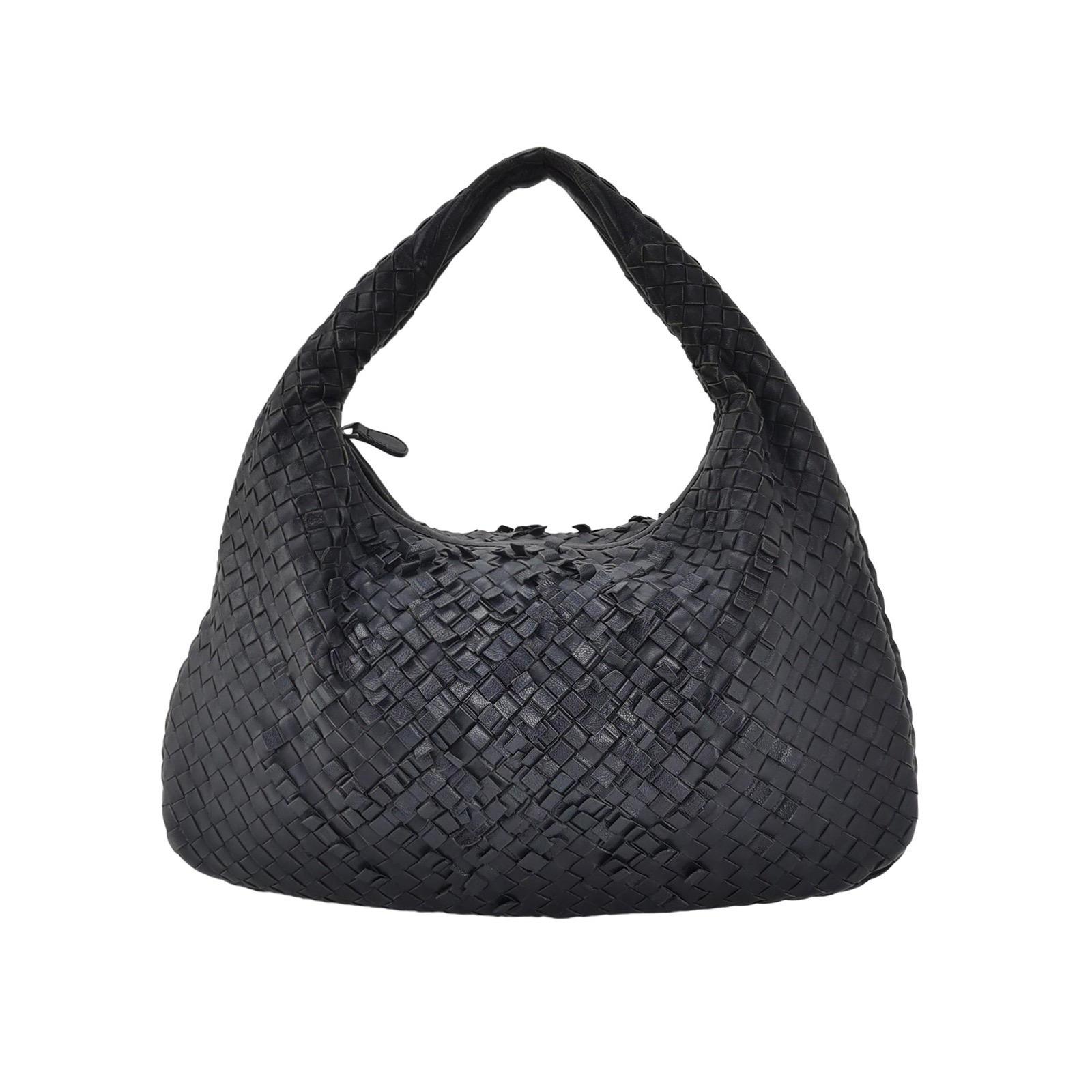 Bottega Veneta Veneta Hobo Midnight Dark Navy Intrecciato Leather Bag 40cm