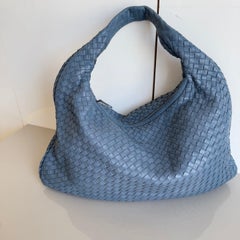 Bottega Veneta Veneta Hobo Misty Blue Intrecciato Leather Bag Medium 47cm