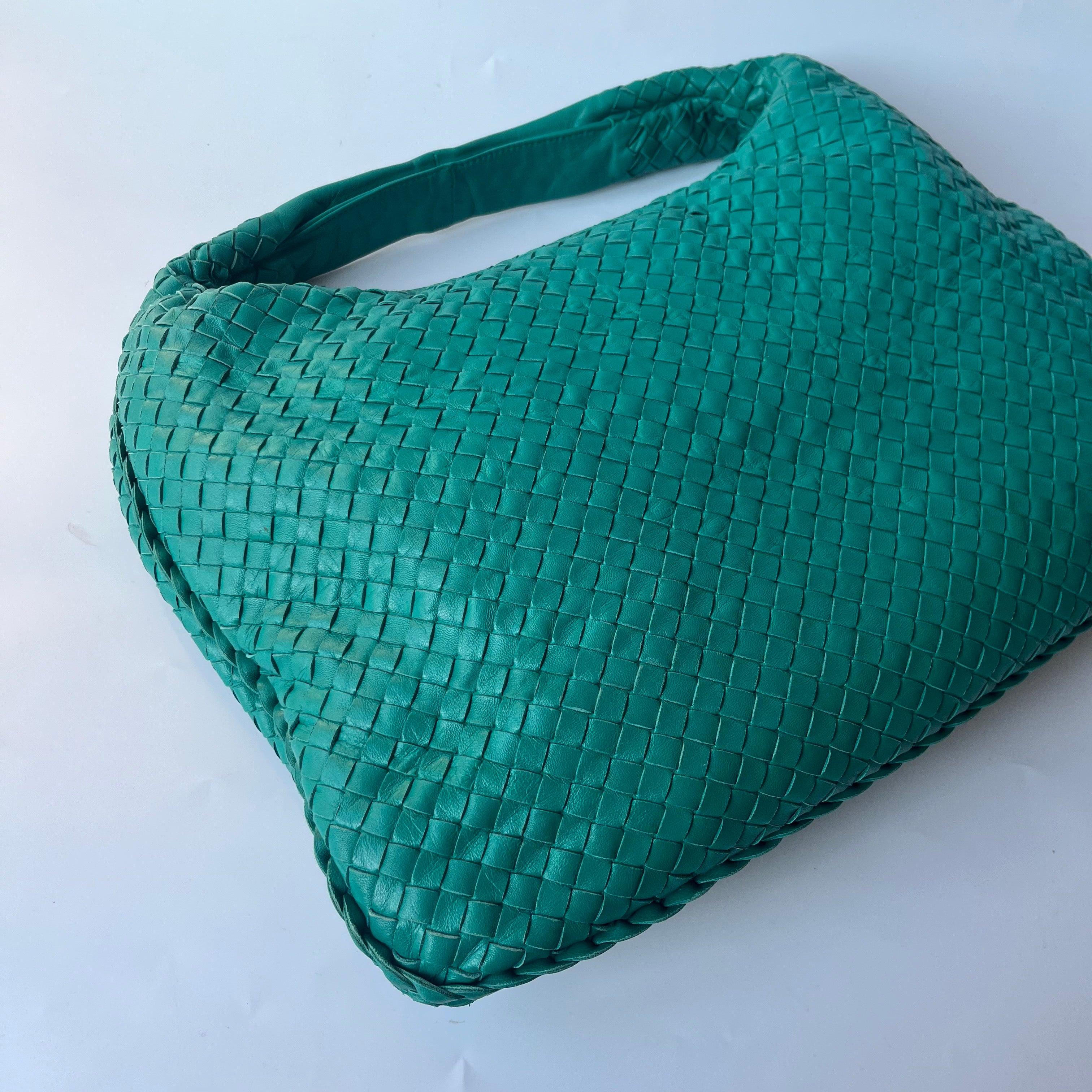 Bottega Veneta Veneta Hobo Teal Green 45cm Lambskin Leather For Sale 7