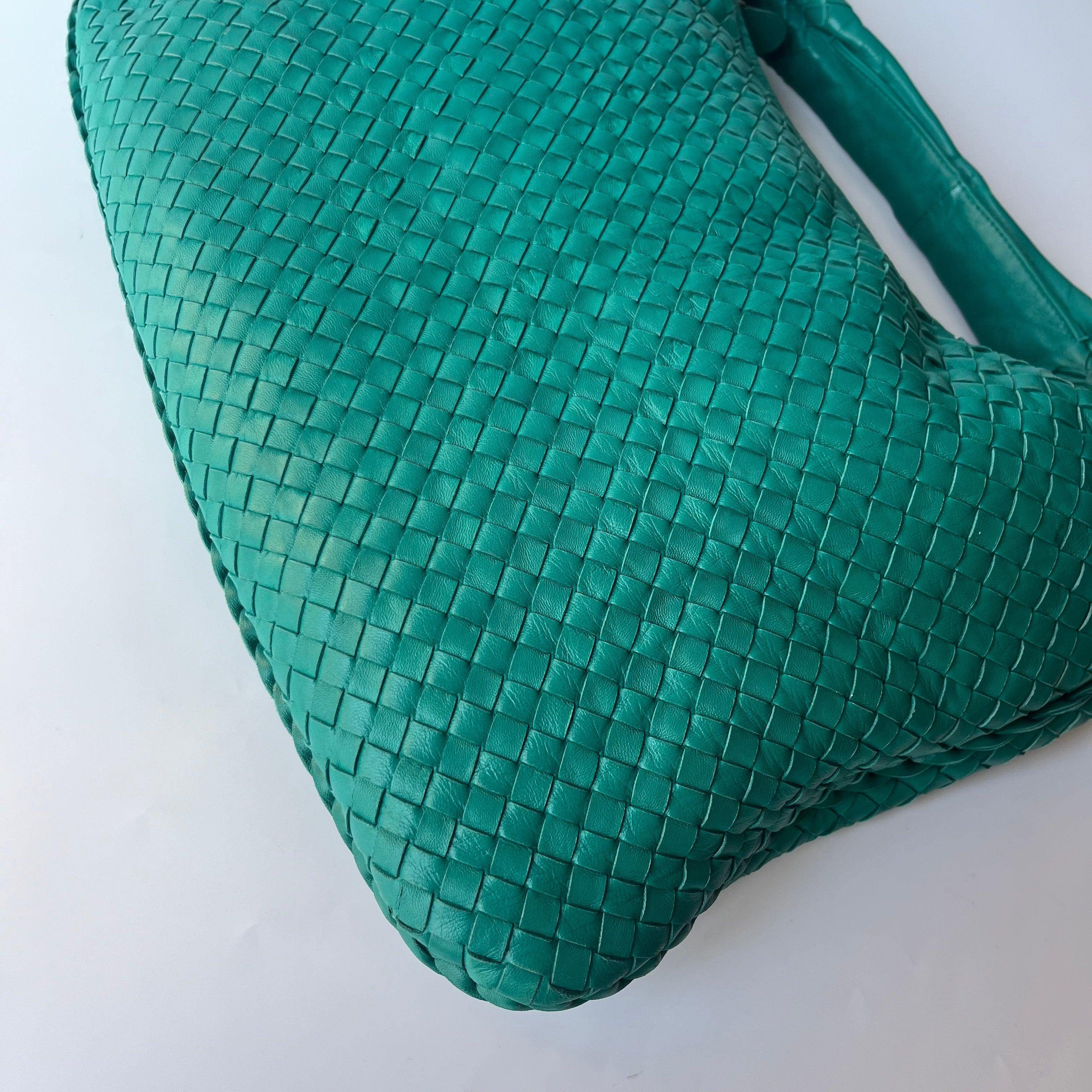 Bottega Veneta Veneta Hobo Teal Green 45cm Lambskin Leather For Sale 8